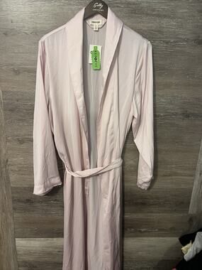 Nordstrom New Open Edit Pink Beauty Tie Satin Kimono Robe Size M L Wedding